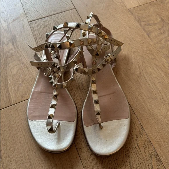 Valentino Metallic Gold Sandals - Picture 2 of 8